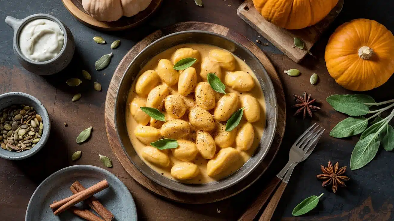 Pumpkin ricotta vegan gnocchi with wa