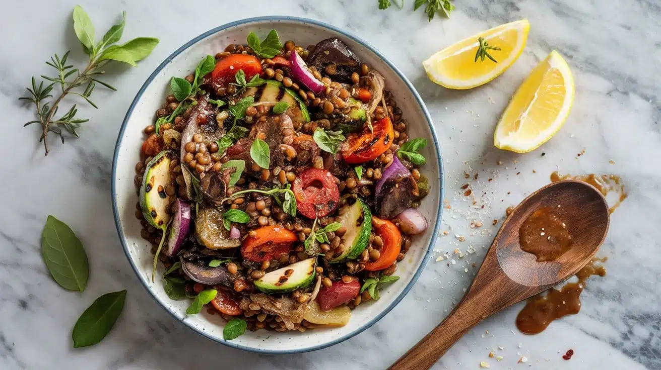 Smoky bbq lentil salad with protein a