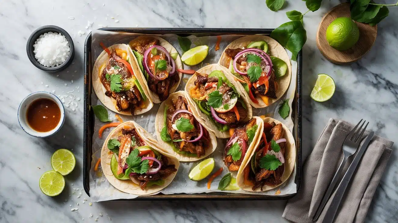Bulgogi style jackfruit tacos in tren eqad msvw ukq