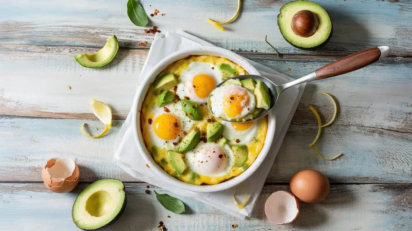 Egg and avocado breakfast bake a brig