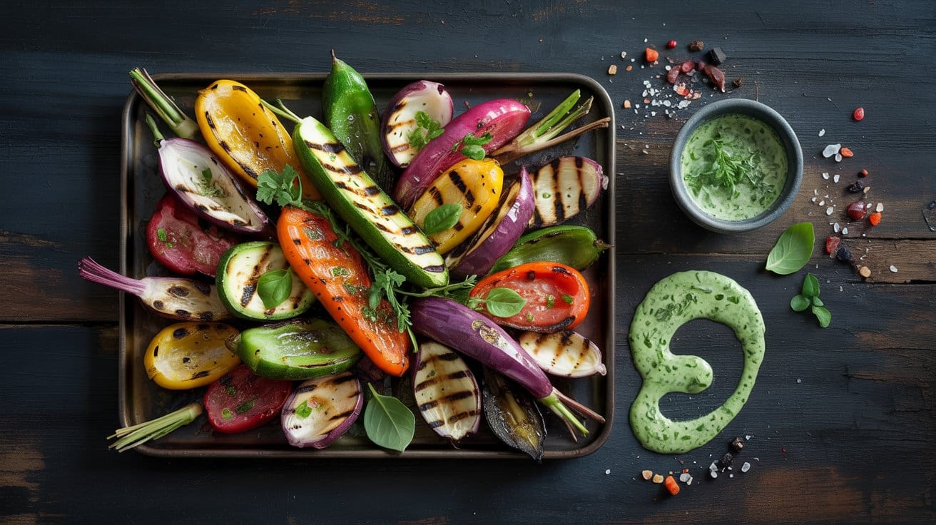 Grilled vegetable platter with herb s 4w
