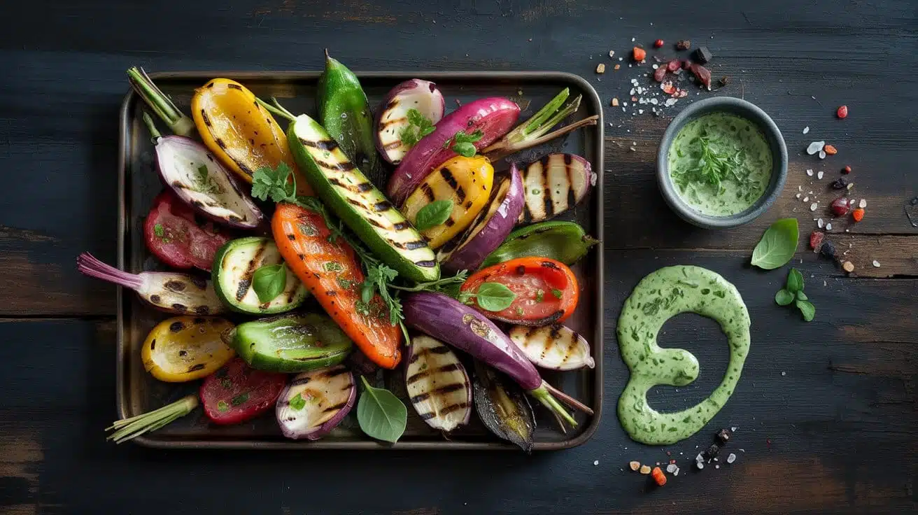 Grilled vegetable platter with herb s 4w