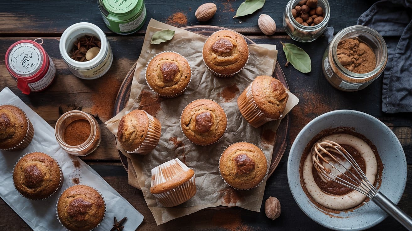 Keto spice muffins a warmly lit overh lmjmuo bv0zik