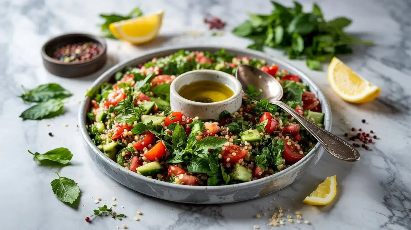 Quinoa tabbouleh platter position