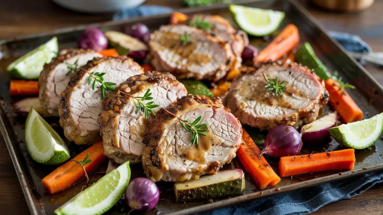 Sheet pan pork veggie medley this she v4ijxia