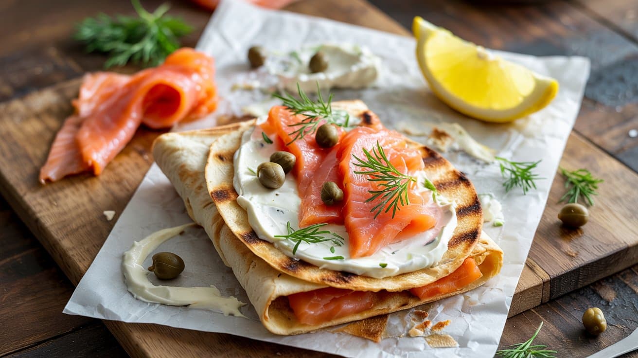 Smoked salmon and cream cheese wrap a ufja fgi aac9njw