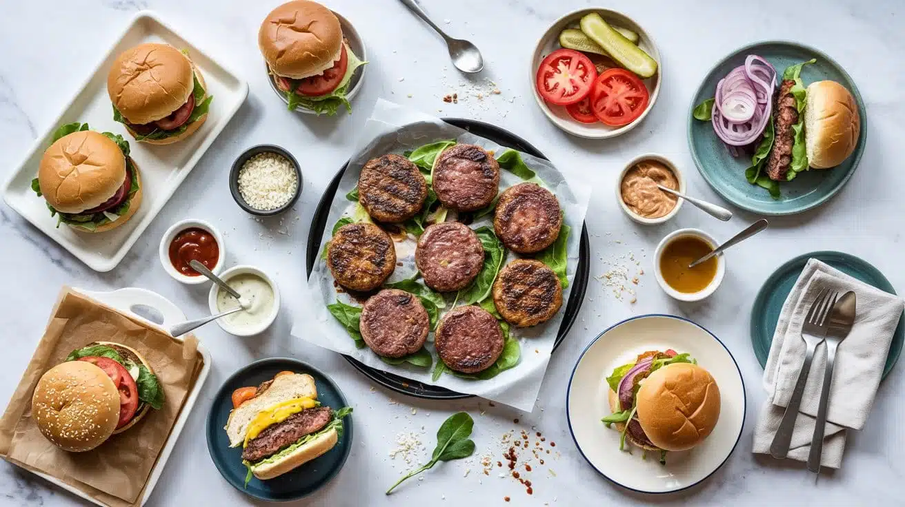 Vegan burger bar a lively overhead ph