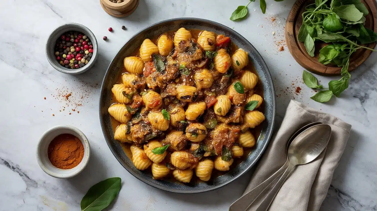 Vegan moroccan gnocchi with hearty wa