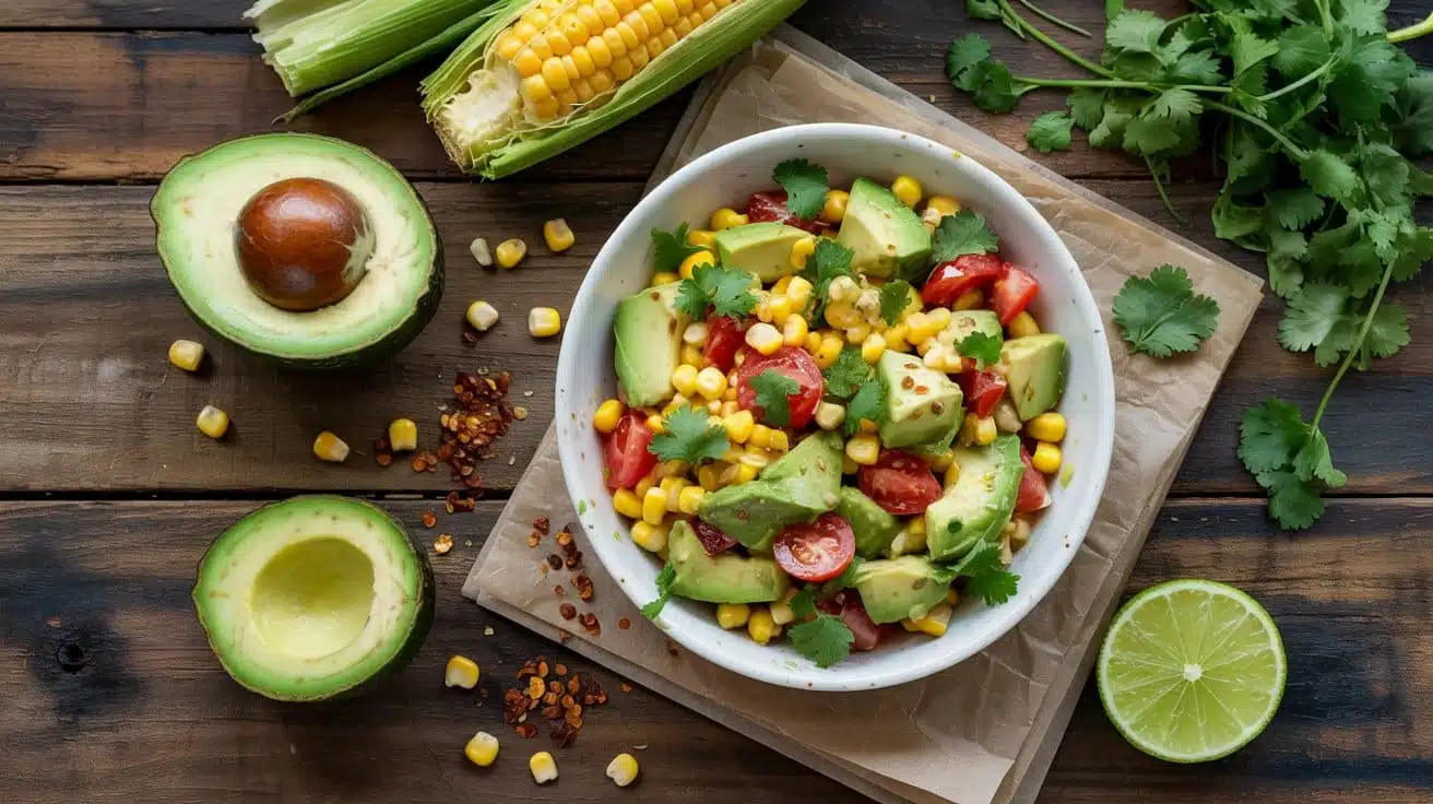 Avocado and corn salad a bright overh