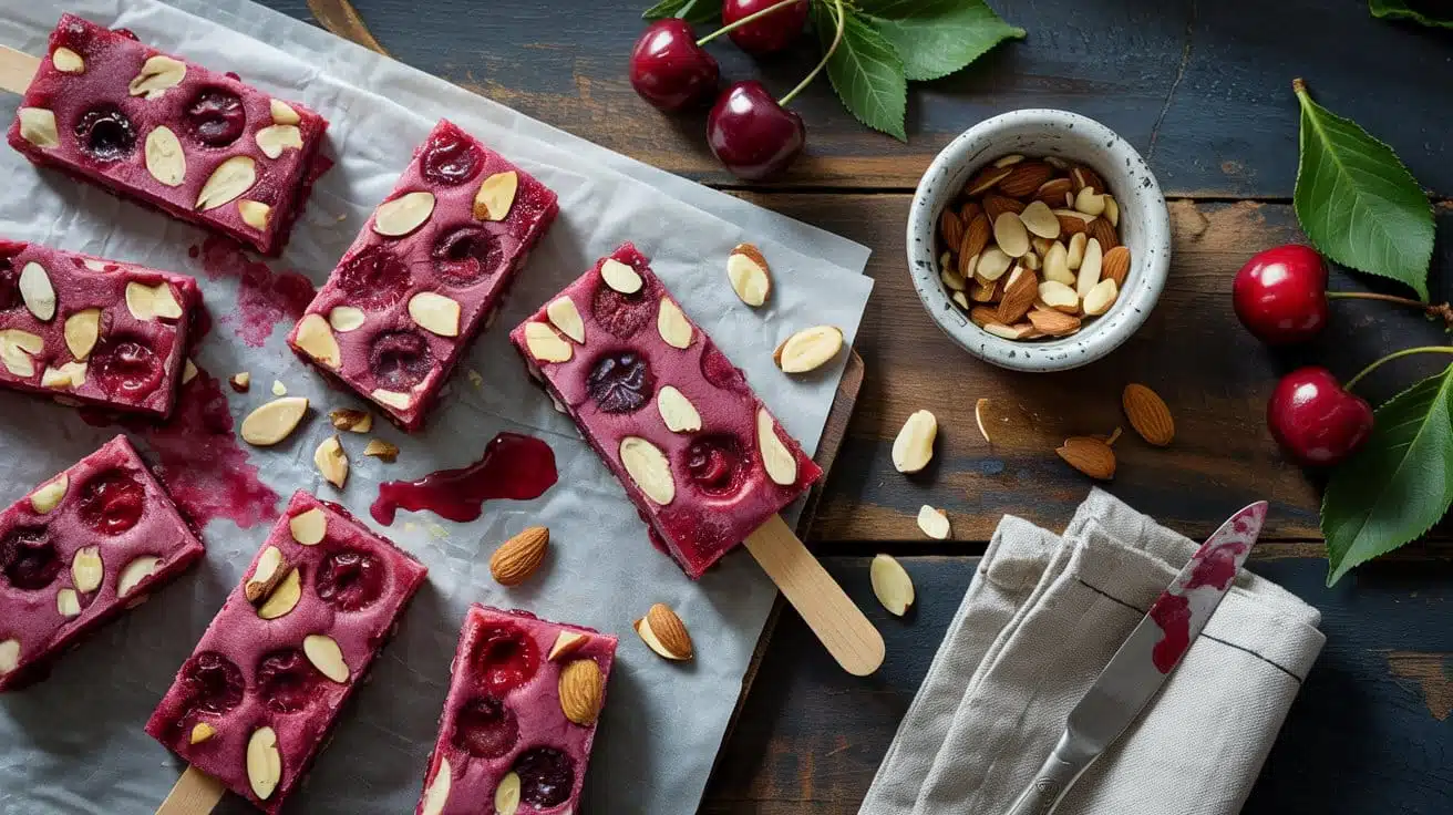 Cherry almond frozen treats a rustic