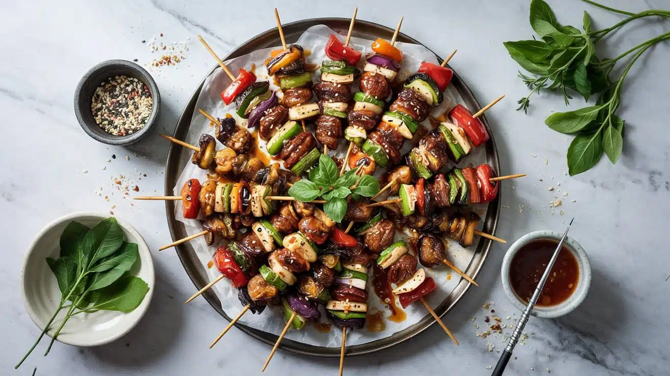 Korean bbq vegetable skewers sweet an