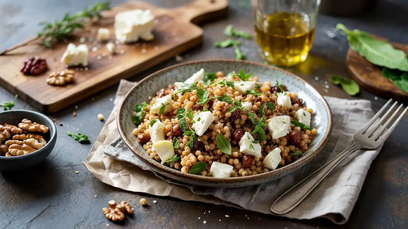 Nutty whole wheat couscous with feta wagqx 4ej