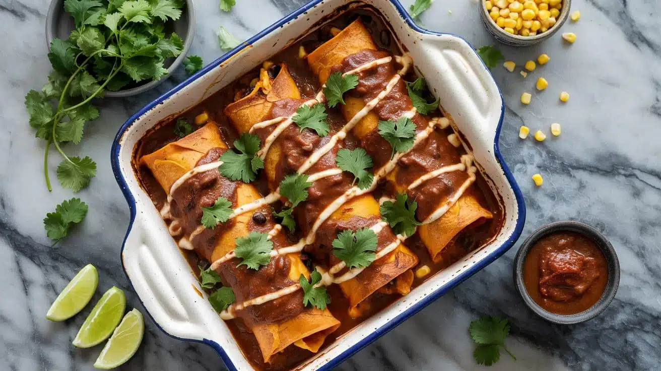 Sweet potato and black bean enchilada