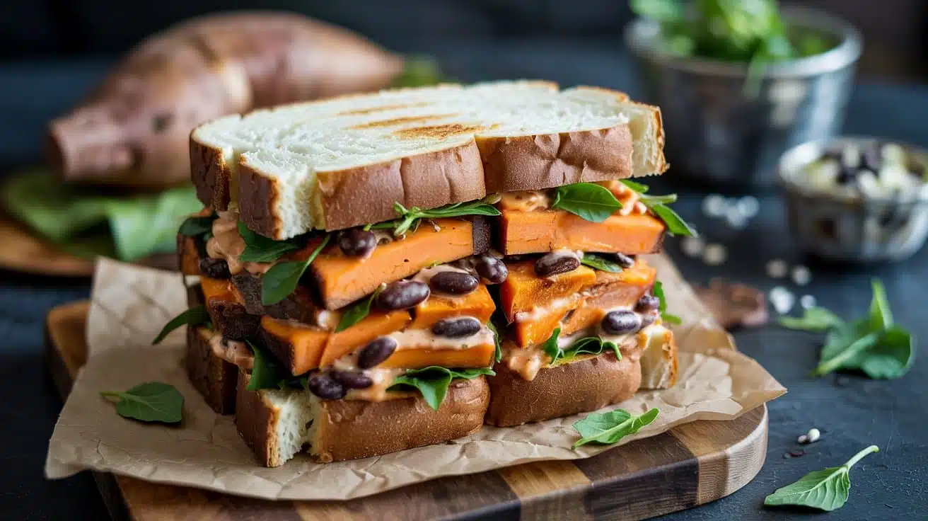 Sweet potato and black bean layered s