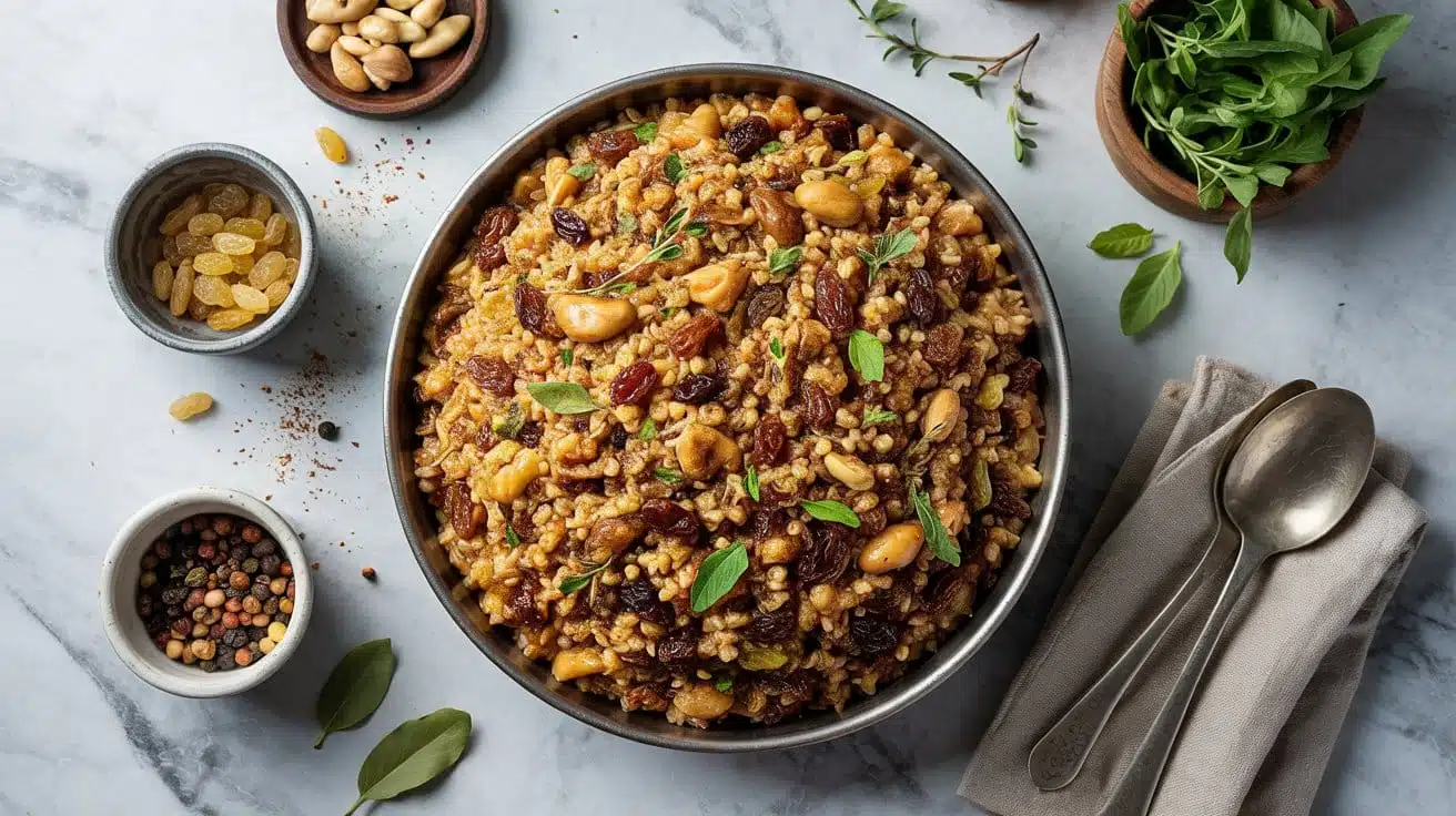 Warm bulgur pilaf with sweet raisins g9dhnjqlt 2v hnczoz pw