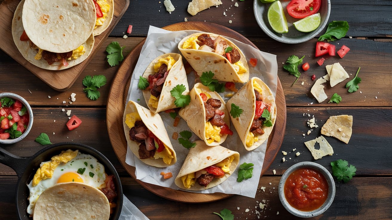 Breakfast taco wraps a lively top dow