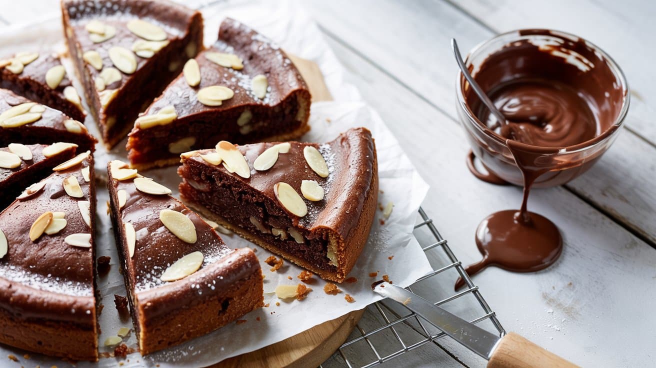 Chocolate almond cake a bright top do