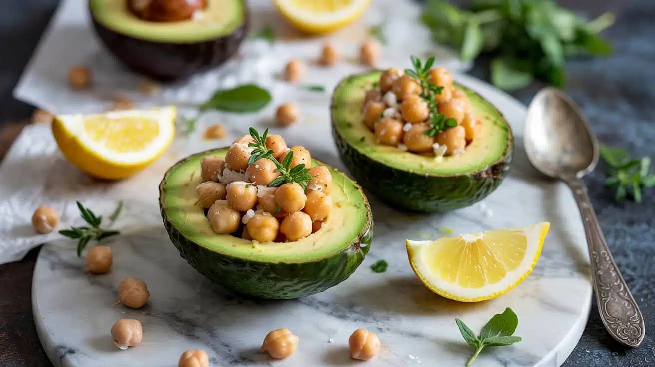 Creamy vegan stuffed avocados with ze re82 t mjw