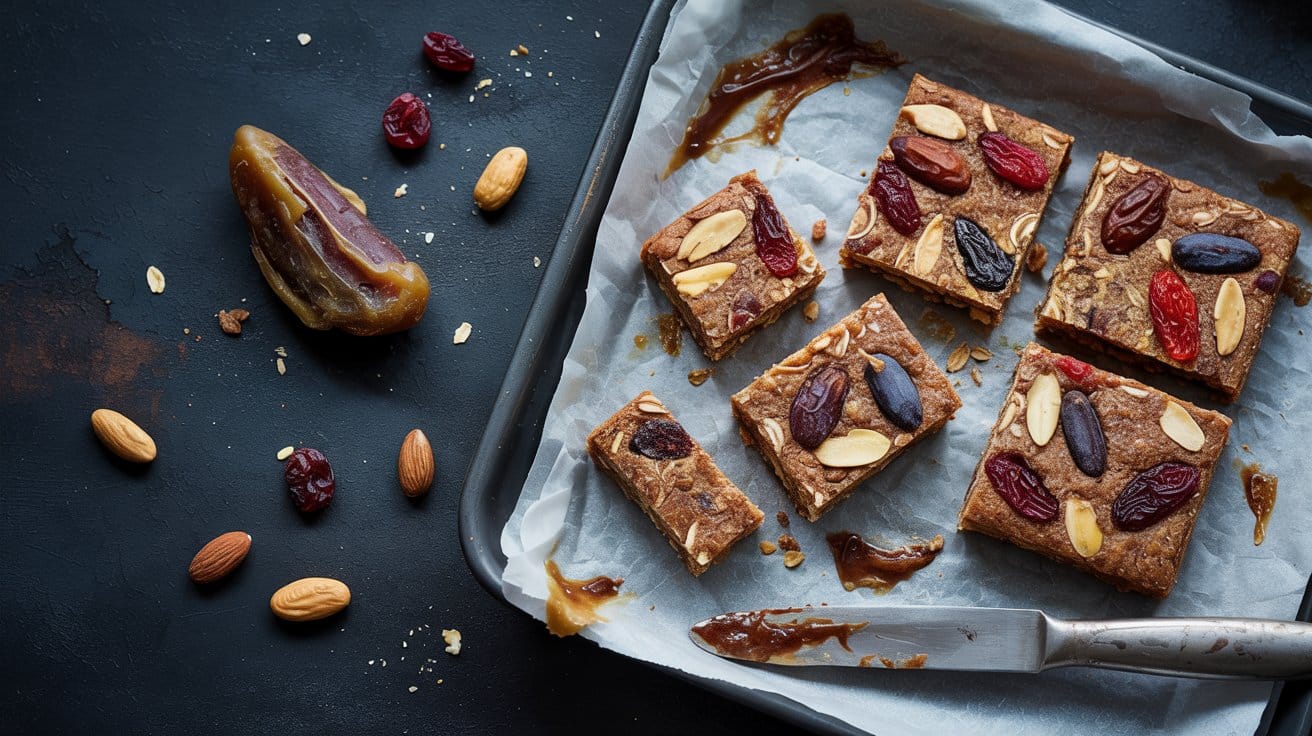 Fruit and nut energy bars a rustic to