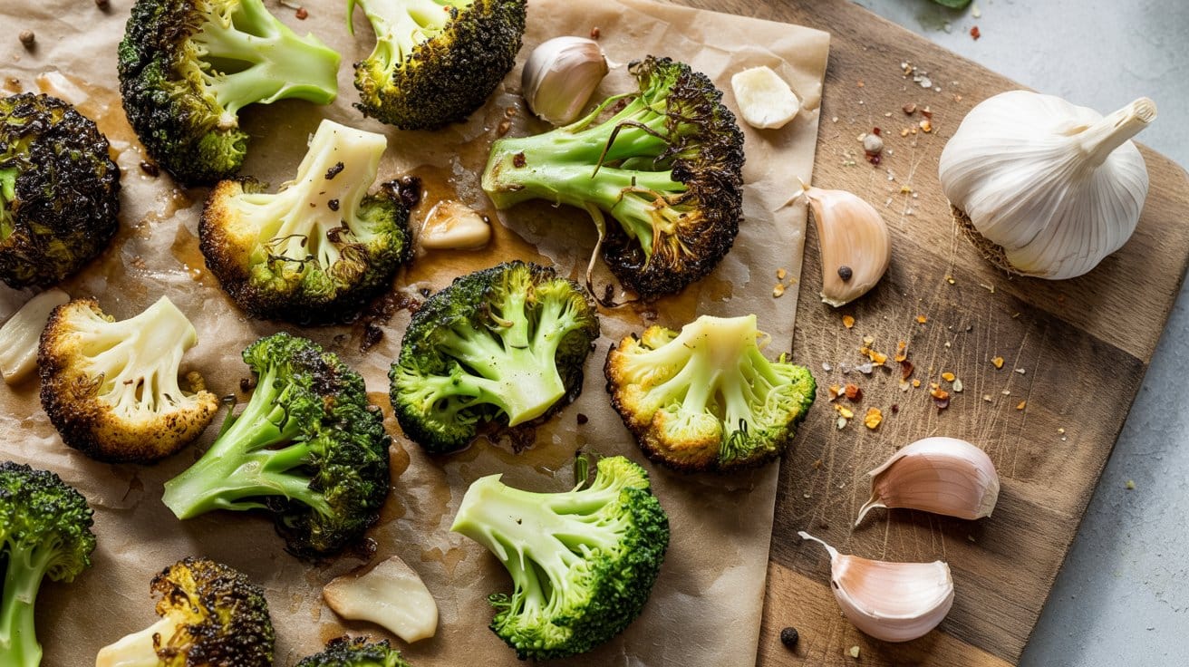 Garlicky broccoli a bright overhead p