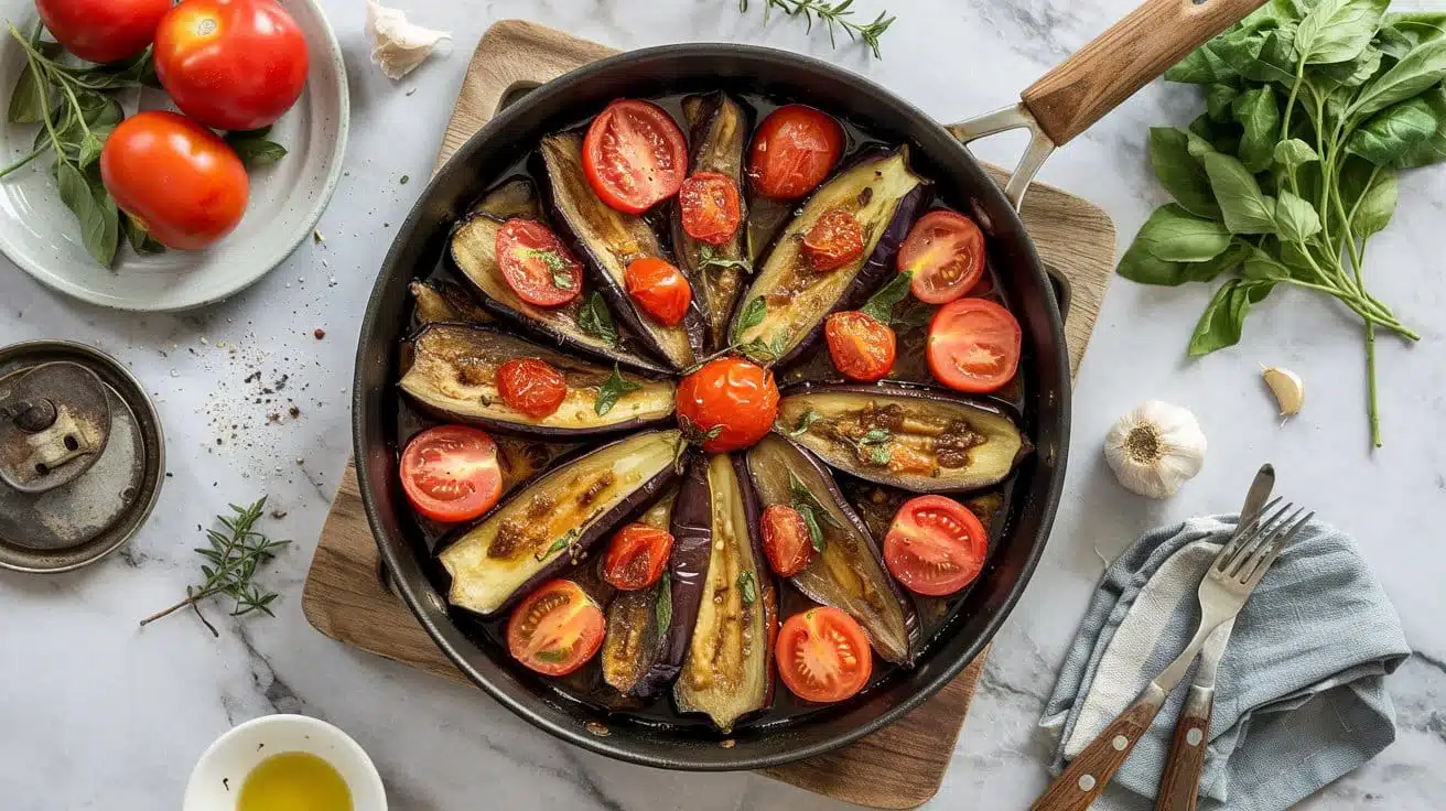 Eggplant skillet with t