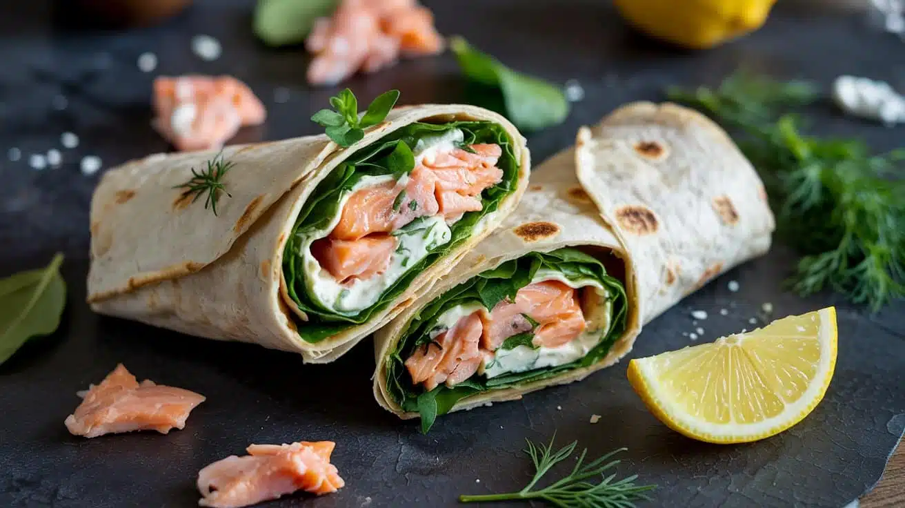 Salmon and cream cheese wrap a fresh
