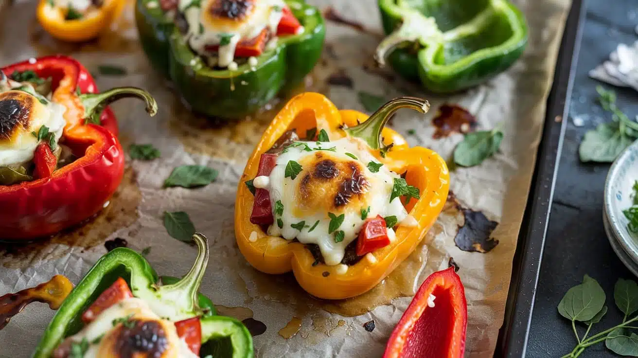 Stuffed bell peppers a colorful overh