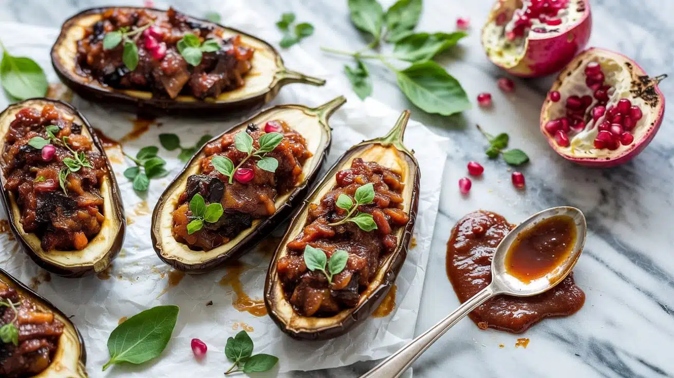 Sweet and smoky bbq eggplant boats re