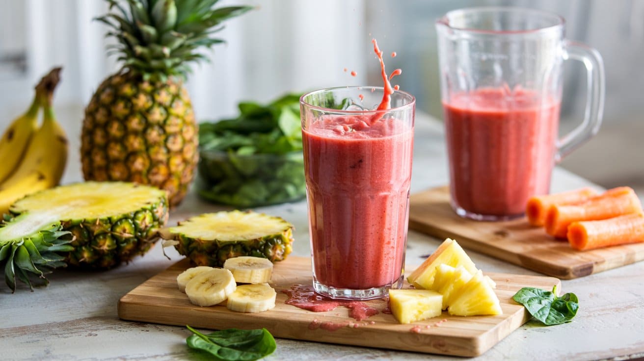 Tropical fruit and veggie smoothie a