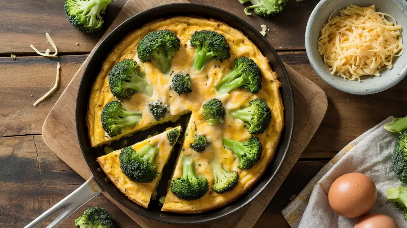 Broccoli and cheddar frittata a golde ph73sw