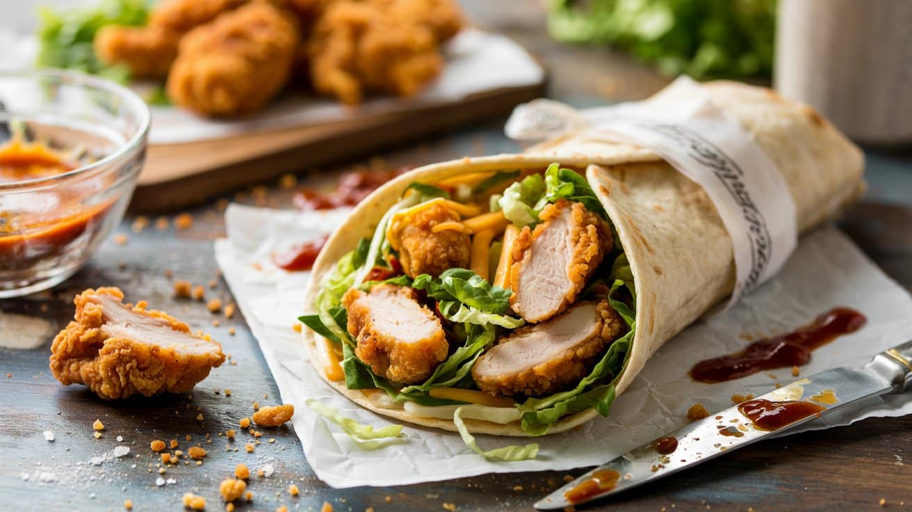 Crispy chicken wrap a bright rustic s