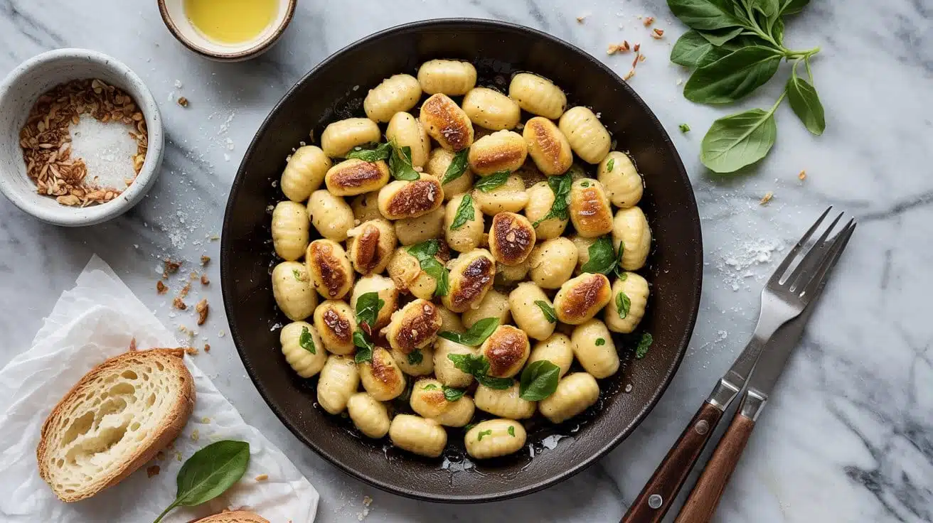Crispy pan fried vegan gnocchi with d 8al wx qnk er