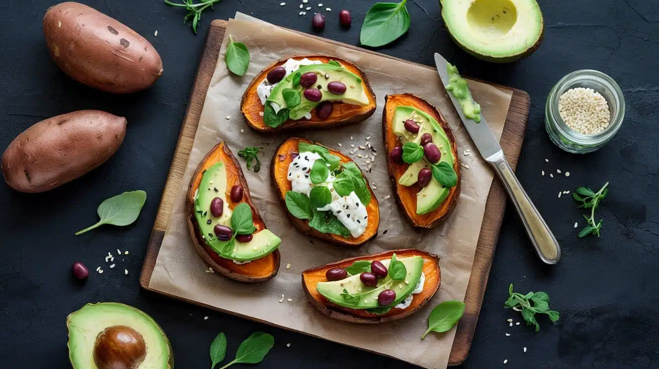 Crunchy sweet potato toasts with topp hiiq