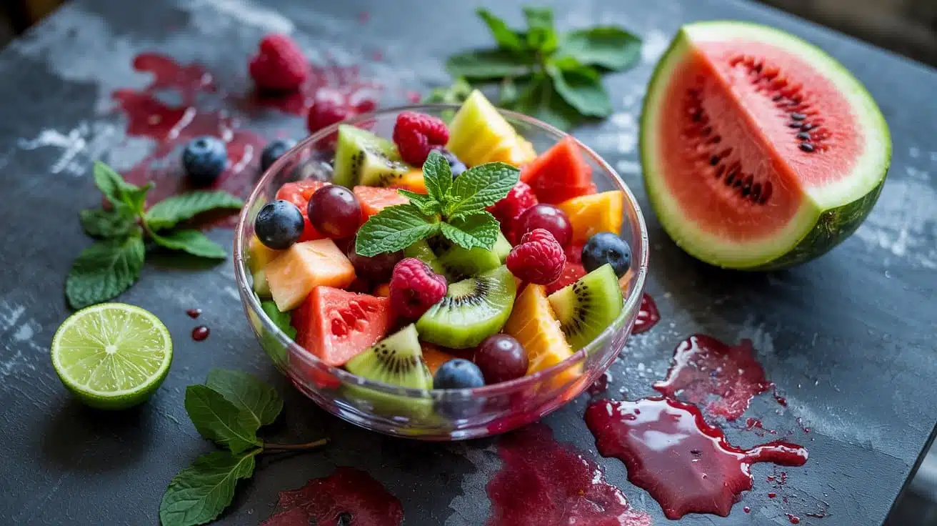 Fruit salad with mint a to