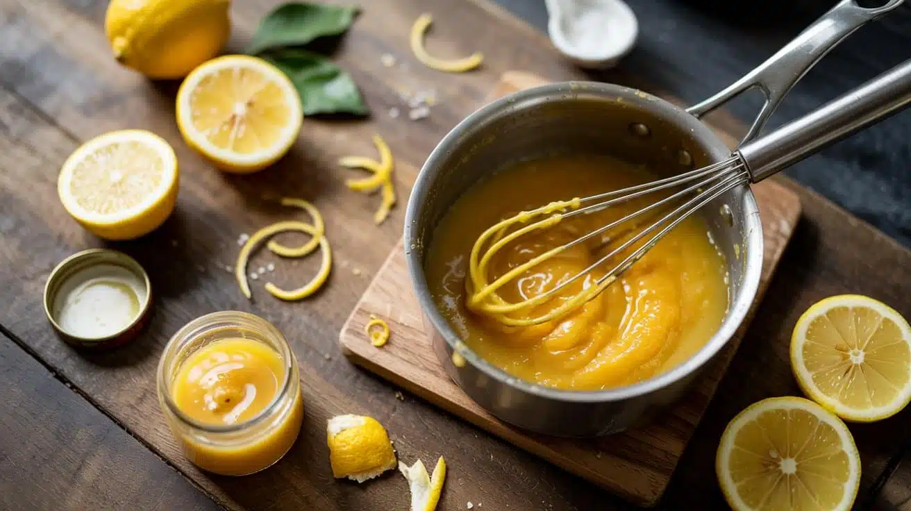 Lemon curd a bright overhead scene sh 76w