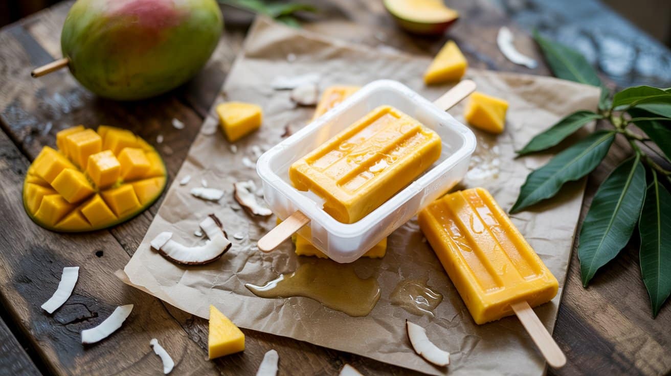 Mango coconut popsicles a playful top