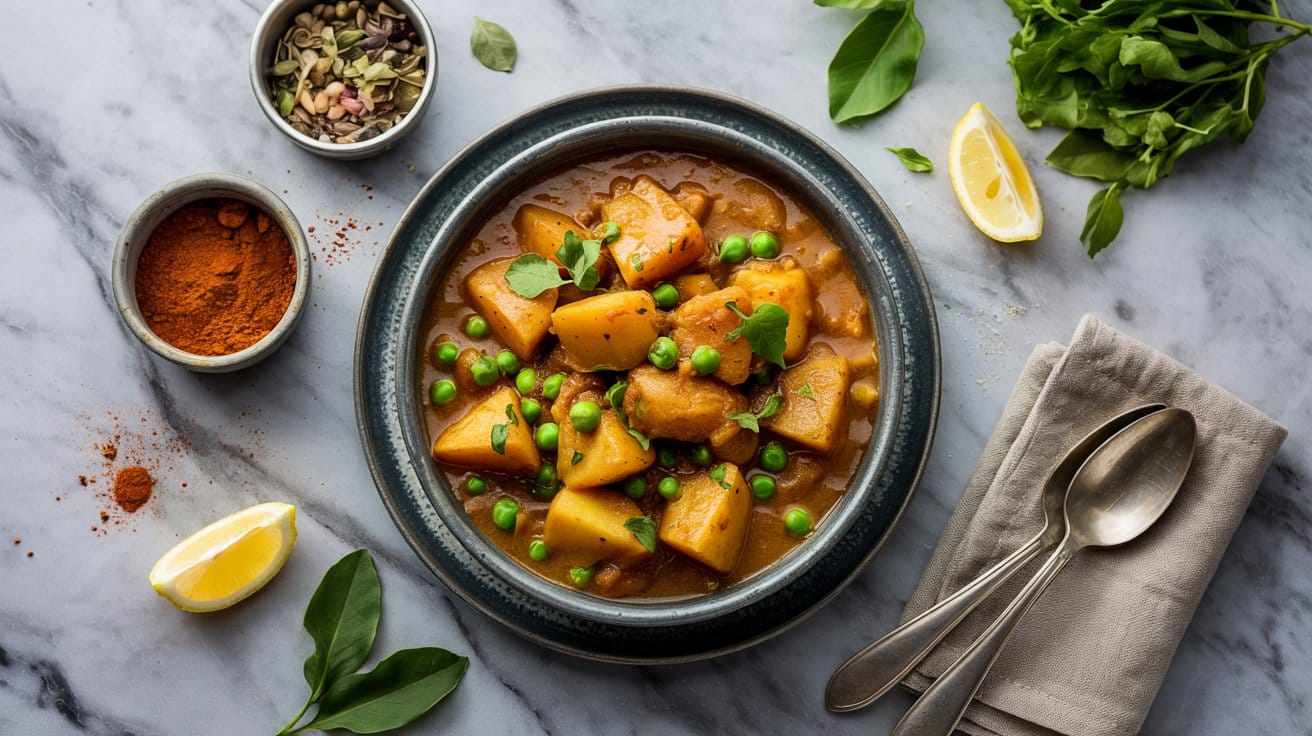 Potato and peas curry classic indian