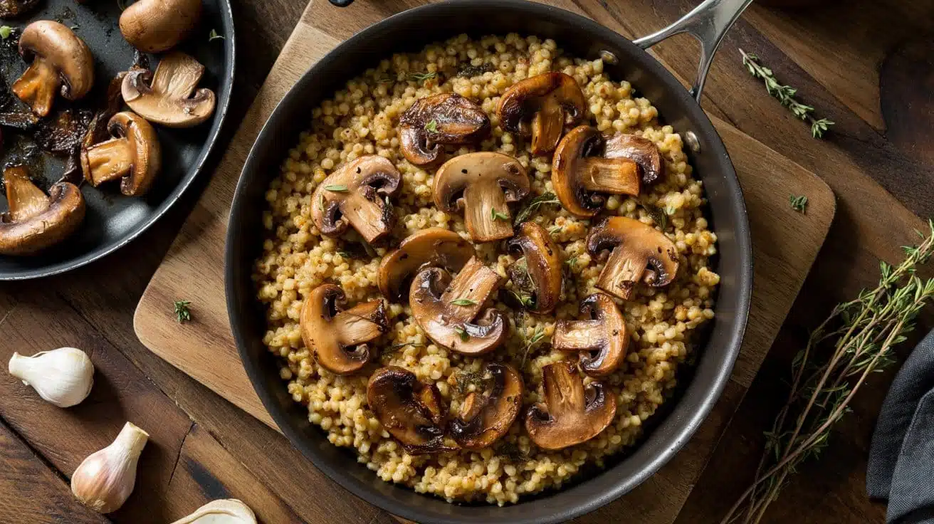 Savory millet mushroom dish a warm ov