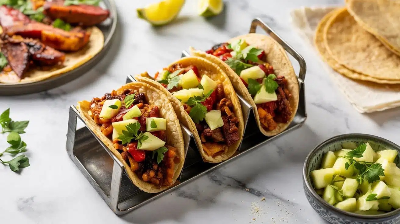 Vegan tacos al pastor with fresh pine pkpg f7ke 00