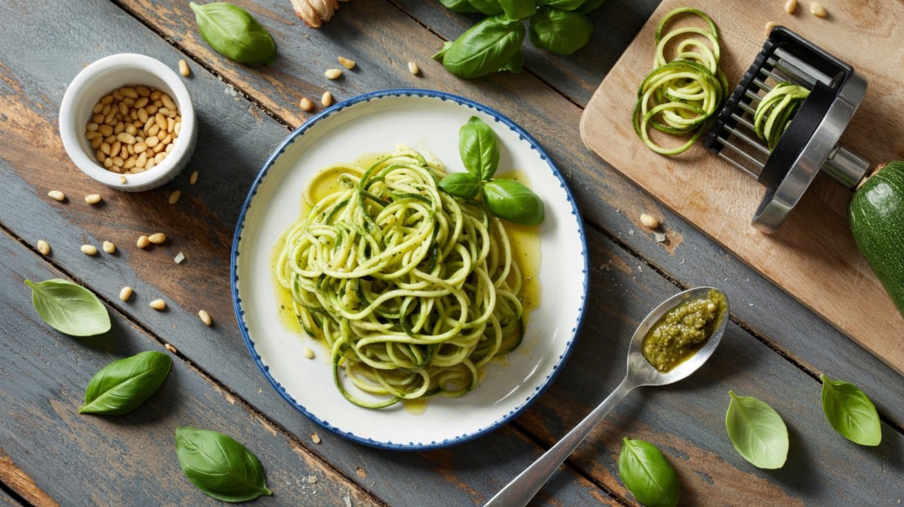 Zucchini noodles with pesto a fresh r