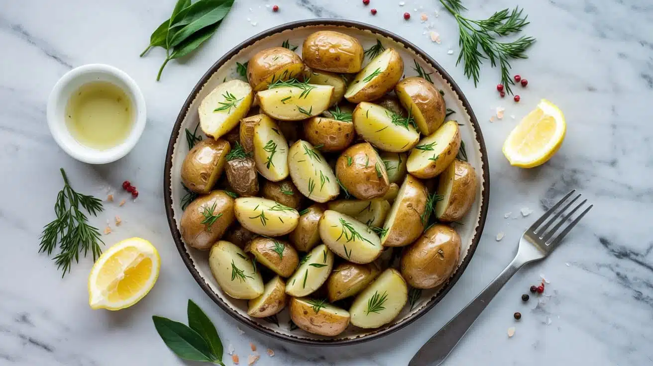 Baked dill potatoes tossed with lemon