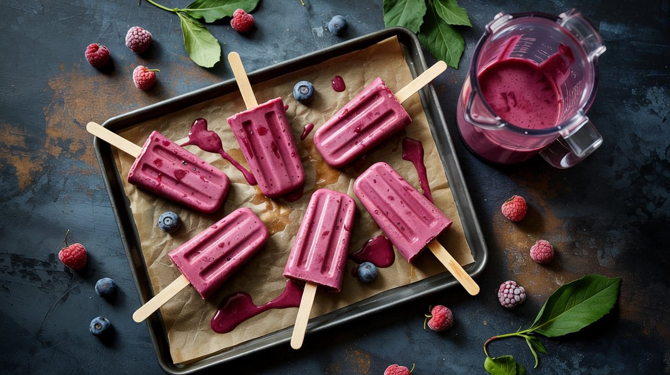 Berry smoothie popsicles a playful