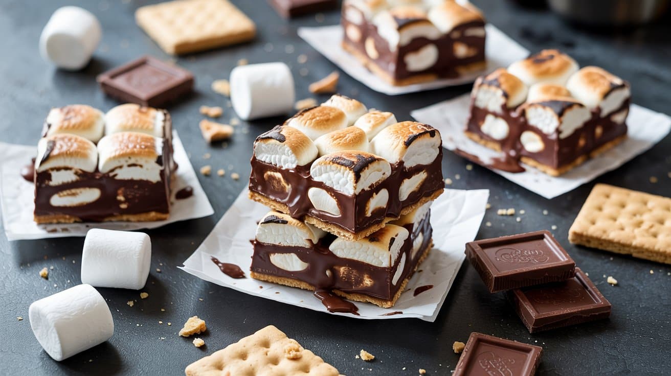 Chewy smores bars a playful overhead