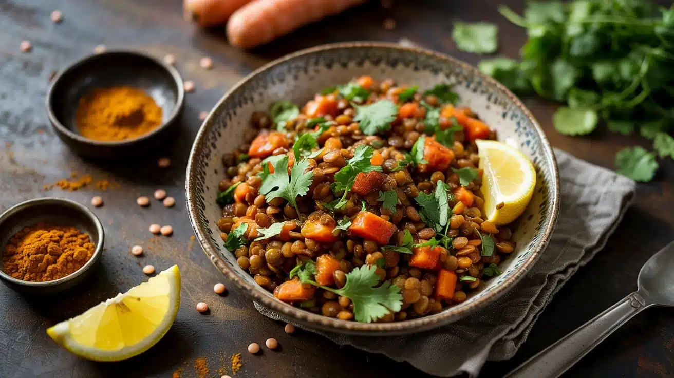 Curried lentil salad a rustic overhea