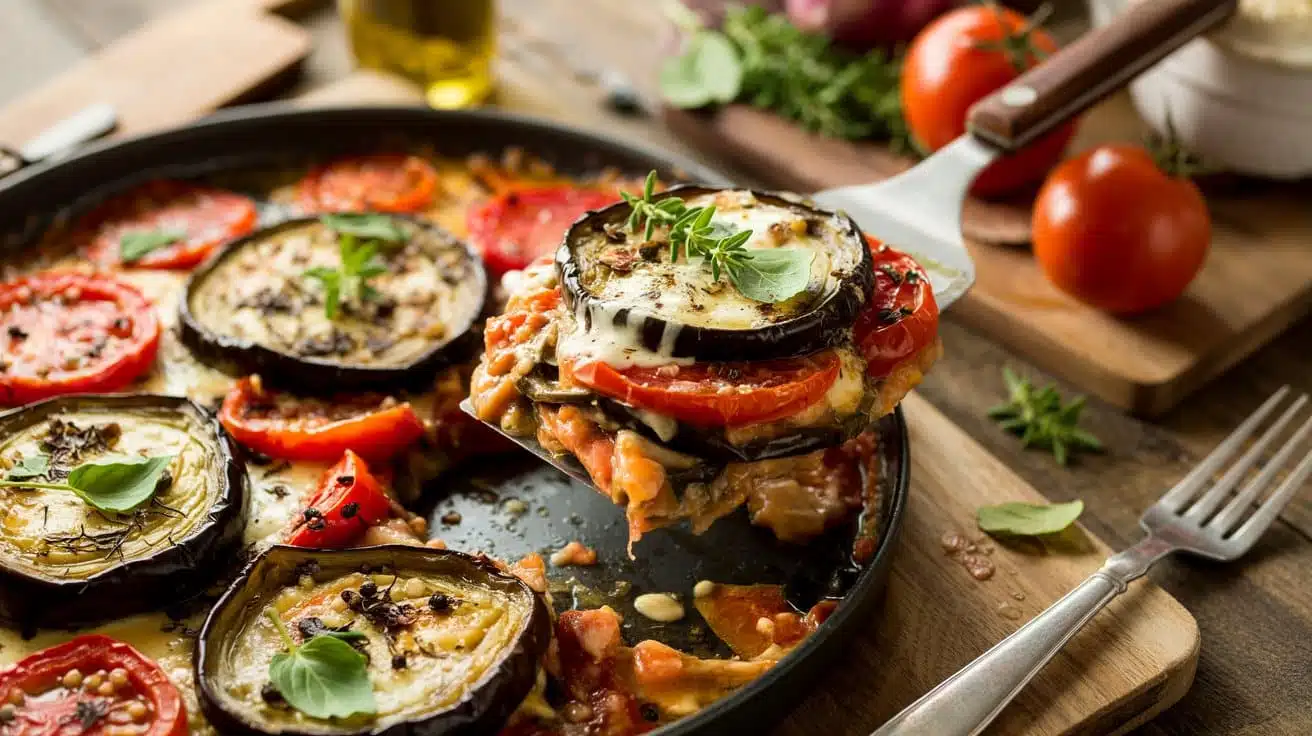 Eggplant and tomato casserole a warm q