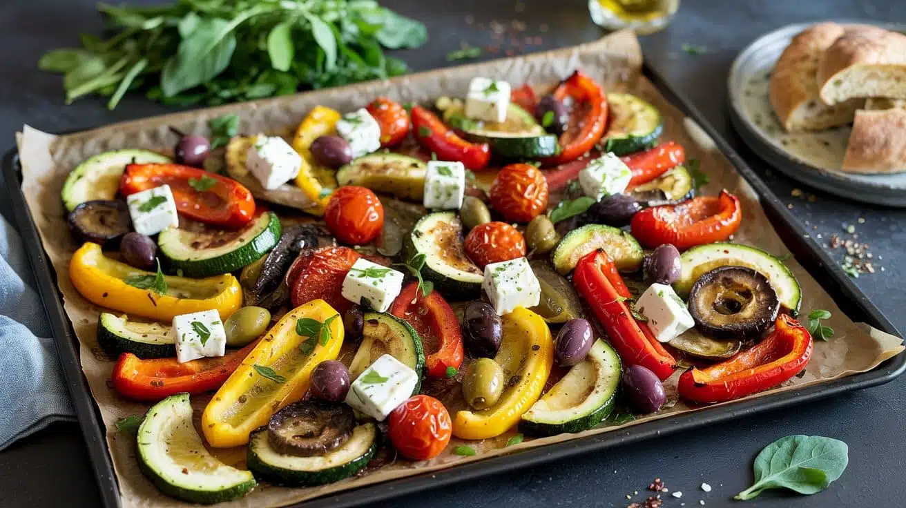Sheet pan greek veggie platter this t w