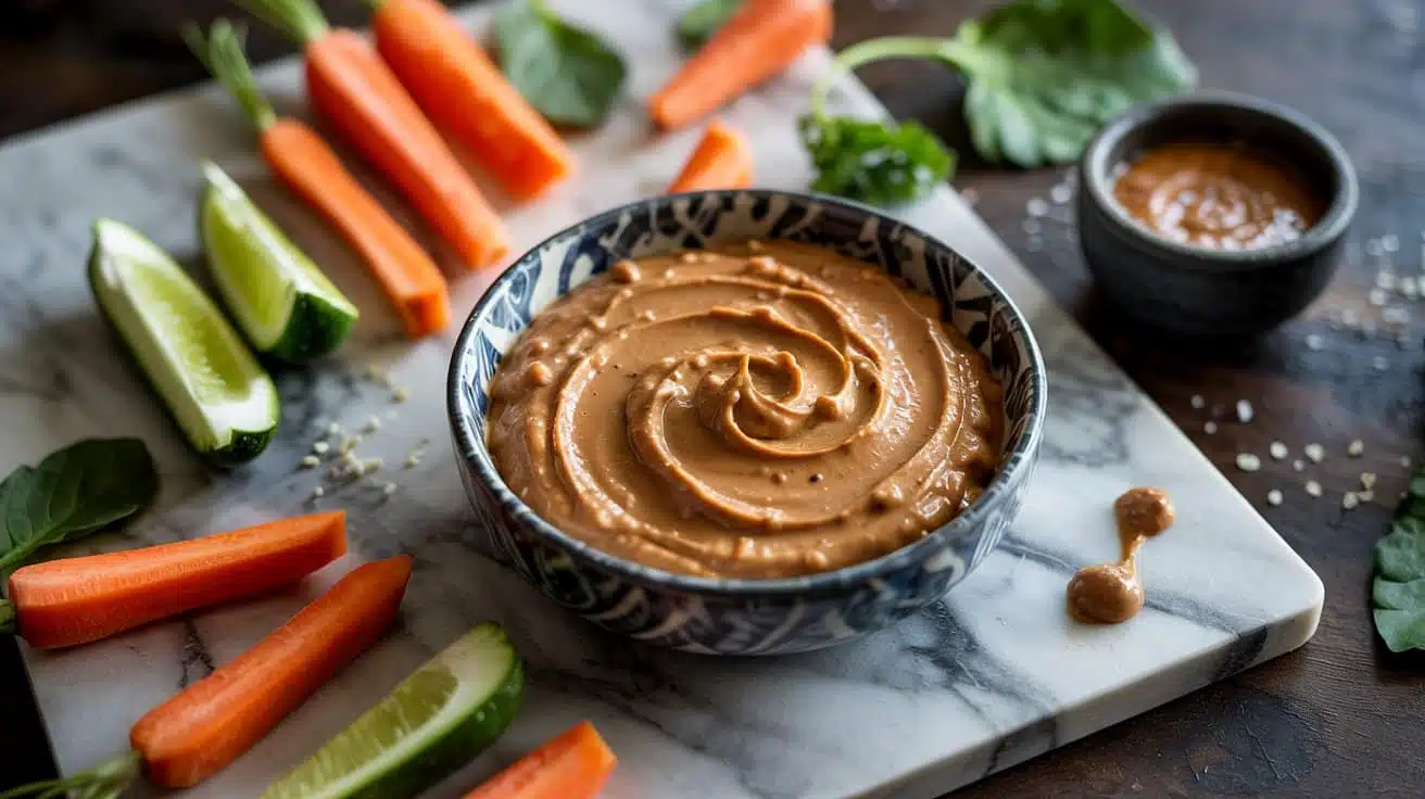 Spicy peanut butter dip for raw veggi