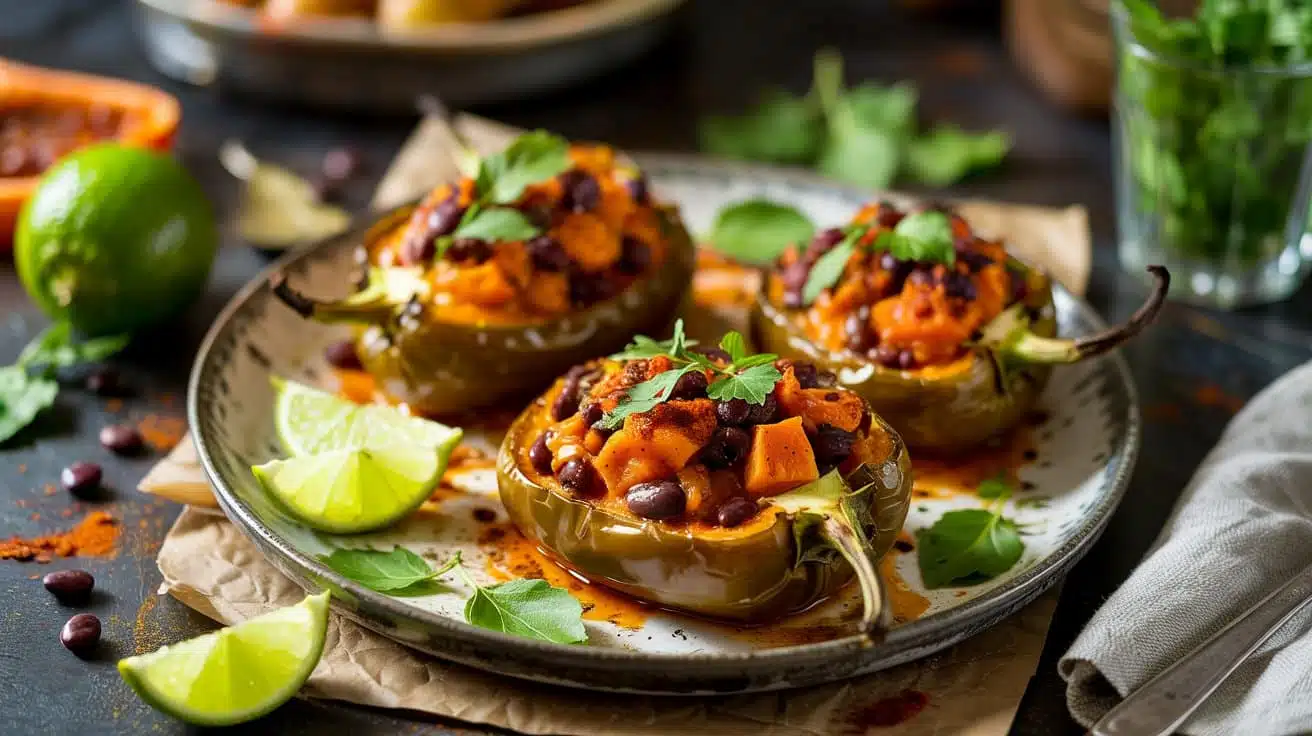 Sweet potato and black bean stuffed p