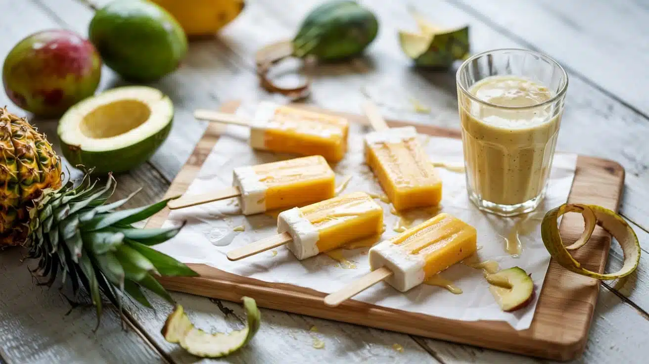 Tropical fruit smoothie pops a colorf