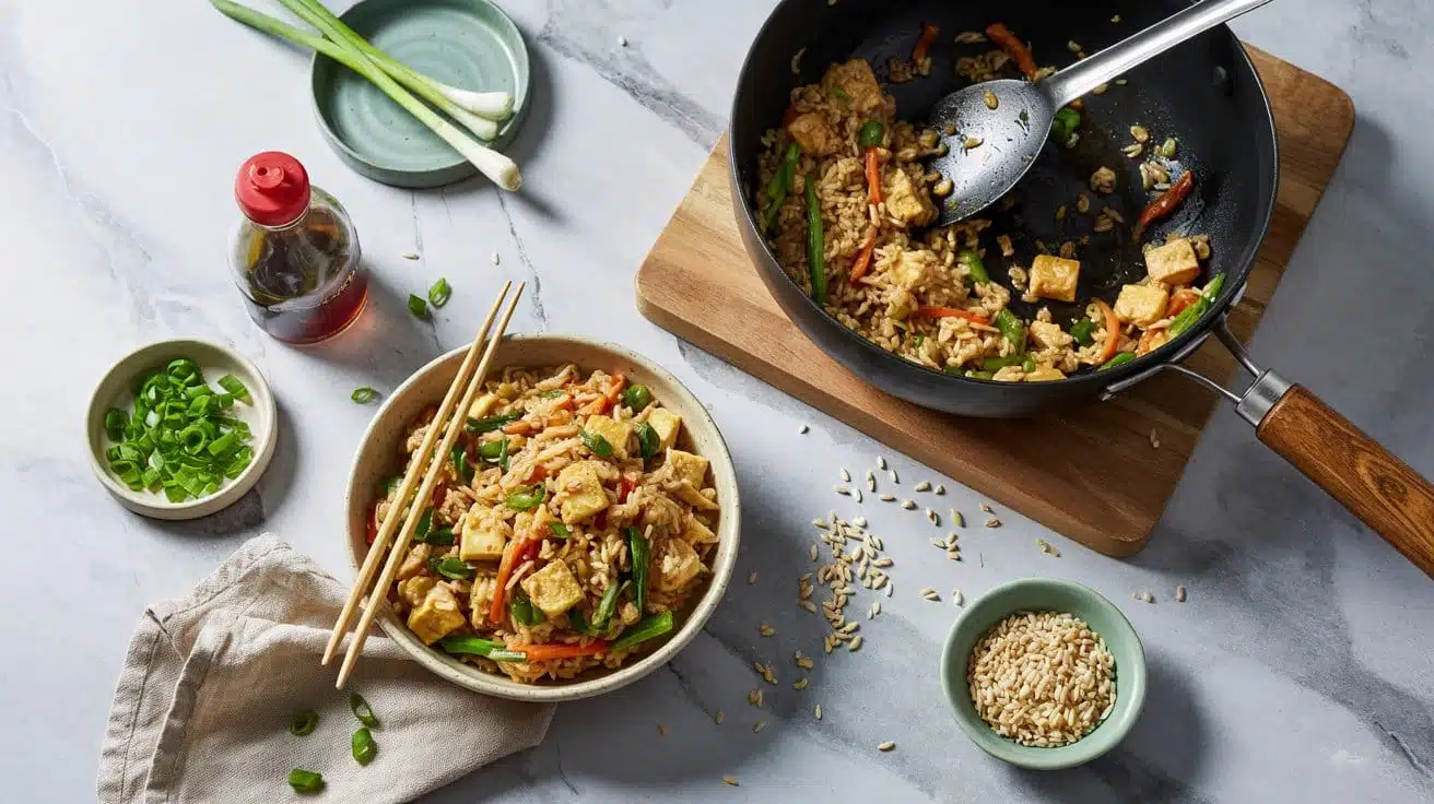 Vegan fried rice stir fry making use 2x c ljspy